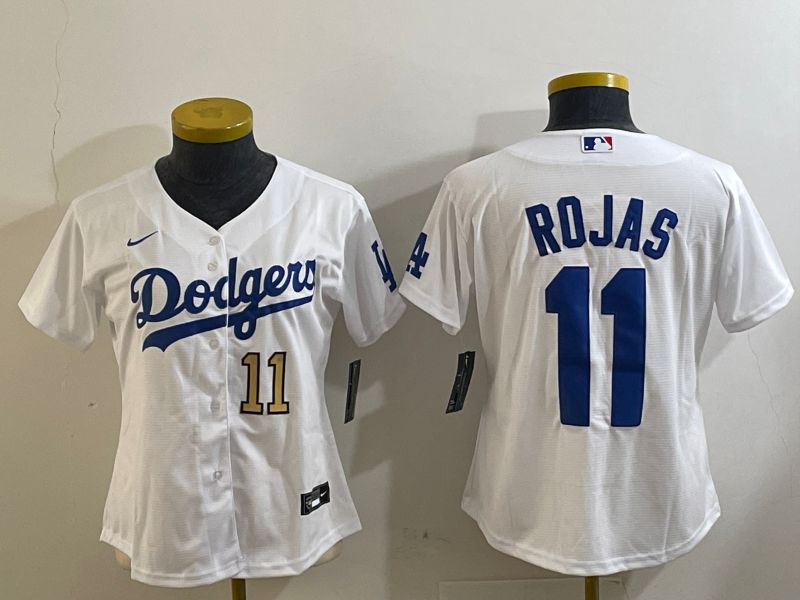 Women Los Angeles Dodgers #11 Rojas White Game 2024 Nike MLB Jersey style 1